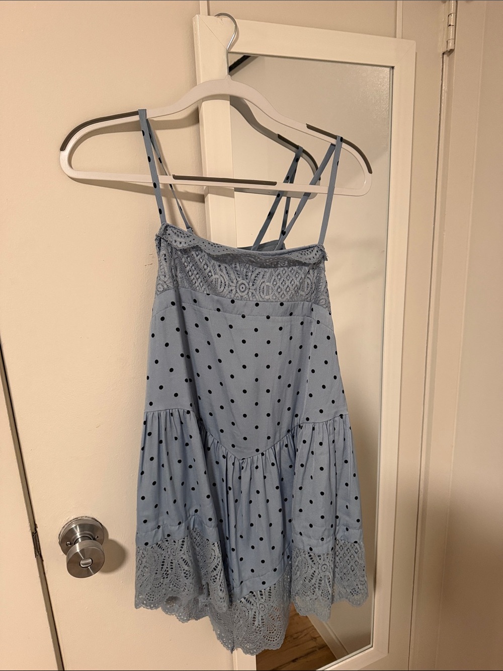 Free People Light Blue Polka Dot Lace Mini Dress